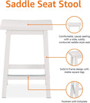 Solid Wood Saddle Seat Counter Height Bar Stool White 24 Inch Set Of 2