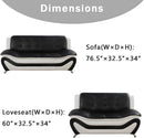 Leather Sofa Set With Loveseat For Living Room Black White