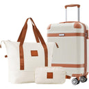 Hardshell Luggage Sets 3 Piece Carry-on Suitcase Double Spinner Wheels with TSA Lock for Men Women, White (20in)