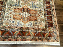 Turkish Kazak Rug 4x6, Geometric Medallions, Vintage Handmade Wool Carpet