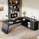 78 Inch L Shaped Desk With Drawers And File Cabinet Grey