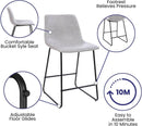 Reagan 24 Inch LeatherSoft Counter Height Bar Stools Set Of 2 Light Gray