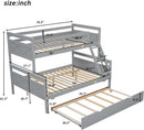 Grey Trundle Bunk Bed Twin Over Full With Guardrail