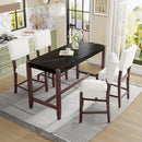 5-Piece Counter Height Dining Set, Faux Marble Bar Table with 4 Upholstered Chairs, Mid-Century Style for Kitchen or Small Spaces