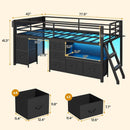 Twin Loft Bed With LED Lights And Storage Drawers Included