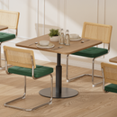Natural Rattan Dining Chairs Set of 2, Modern Dining Room Chairs with Solid Wood Back for Kitchen Living Room, Mid Century Breuer Design Inspired, Upholstered Faux Leather (Green)