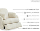 White Modern Swivel Glider Recliner With Hidden Storage