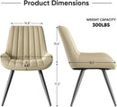 Khaki Dining Chairs Set Of 4 With Thick Cushions Metal Legs