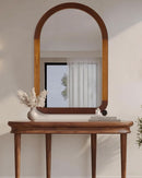 Arched Mirror 24x36 Walnut Brown Wood Frame Wall Mounted