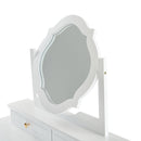 Compact Makeup Vanity Table with Reversible Mirror, Dressing Table Set with Stool, Space-Saving Beauty Station for Small Places, White