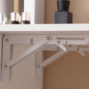 Vanity Desk with Lighted Mirror, Makeup Vanity Desk with Drawers and Storage Cabinet  for Bedroom, Glass Desktop, 3 Lighting Modes Adjustable Brightness, Storage Stool, White