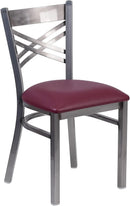 Two Pack Hercules Burgundy Vinyl X Back Metal Dining Chairs For Restaurant Bar And Home Use