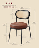 Dining Chairs Set of 4 With Boho Rattan Back Coffee Brown