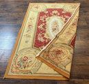 Aubusson Rug 4x6, Red, Floral, European Design, Vintage, Wool