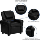 Kids Leathersoft Recliner With Cup Holder And Safety Recline Black