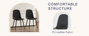 Table and chair set.A minimalist retro rectangular dining table with a specially textured top and black metal legs.Paired With 4 Mid-Century Style Upholstered Side Black PU Chairs,Spoon Shaped Chairs.