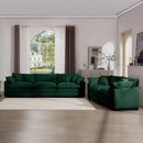 Oversized 2 Piece Sofa Set 3 Seater Loveseat Green