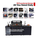 Belmont 43-Inch 6-Burner 85K BTU Stainless Steel Outdoor BBQ Kitchen Grill Island With Wine Cooler, Rotisserie, And Sink (SAK19476)