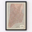 Vintage Map of New York City, New York 1845