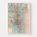 Vintage Map of New York City, New York 1880