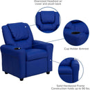 Vana Vinyl Kids Recliner Blue With Cup Holder And Headrest