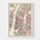 Vintage Map of New York City, New York 1873