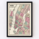 Vintage Map of New York City, New York 1873