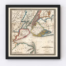 Vintage Map of New York City, New York 1836