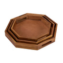 Acacia Wood Octagon Serving Tray –  Rustic Wooden Tray for Coffee Table, Kitchen or Home Decor