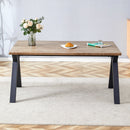 63'x35.4' Wood-Textured MDF Dining Table with Black A-Frame Legs.Density Board Sticker,Iron Pipe Spraying,Suitable for various occasions such as living rooms, kitchens, terraces, etc.