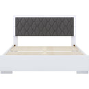 Queen Size Upholstered Bed with LED Light,Modern Platform Bed with with Velvet Headboard,White