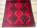 Afghan Rug 4x7, Tribal Carpet, Balouch Rug, Red and Navy Blue, Repeated Medallions, New