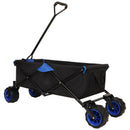 360° Rotating Rear Wheel Heavy-Duty Folding Wagon – Multi-Use Garden Cart with All-Terrain Wheels, Dual-Color (Black & Blue) Design for Camping, Beach, Picnic & Outdoor