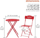 Indoor Outdoor 3 Piece Folding Bistro Set Red Table Chairs
