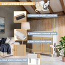 Pet-Friendly Furniture Style Cat Litter Box House with Sisal Scratching Door and Charging Socket, Beige+White MDF