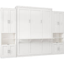 Full Size Murphy Bed with 2 Side Cabinet Storage Shelves, 61.5-inch Cabinet Bed Folding Wall Bed with Desk Combo Perfect for Guest Room, Study, Office,White(old sku:BS7013008109C)