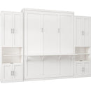 Queen Size Murphy Bed with 2 Side Cabinet Storage Shelves, 68-inch Cabinet Bed Folding Wall Bed with Desk Combo Perfect for Guest Room, Study, Office,White(old sku:BS7013008104C)