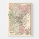 Vintage Map of Philadelphia, Pennsylvania 1886