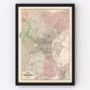 Vintage Map of Philadelphia, Pennsylvania 1886