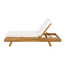LOUNGE CHAISE SET, SPACE AVAILABLE ON ONE SIDE,ACACIA SOLID WOOD WITH LOUNGE CUSHION (CREAM & TRIPLE FOLD) - MATCHING DARK GREY VERSION AVAILABLE