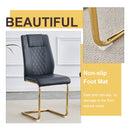 Table and chair set.63'x31.5x30'Black Texture With Lines Patterned Sintered Stone Table with Golden Stainless Steel Butterfly Legs.Paried With 4 Black High-quality PU Chairs With Golden Metal Legs.