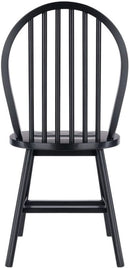 Windsor Dining Chair Set Solid Wood Black Finish 2 Pack