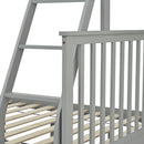 Wooden Twin Over Full Bunk Bed with Storage Drawers, Ladder, and Safety Guard Rails in Grey