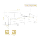 Convertible Sectional Corduroy  Sofa with Cupholders, USB,Three-seater,Beige