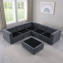 Modular Sectional Sofa, Convertible L Shaped Sofa Couch, Modular Sectionals with Ottomans, 6 Seat Sofa Couch with Reversible Chaise for Living Room. Chenille Grey