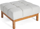 Square White Upholstered Ottoman Featuring Dense Foam