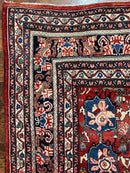 Antique Persian Bijar Rug 9x12 - Allover Motif, Red & Blue