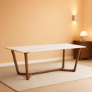 Adelaide Calacatta Quartz Dining Table Walnut Base