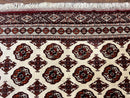 Persian Turkoman Rug 7x8, Almost Square Rare, Hand Knotted, Yamud, Bohemian Rug, Handmade Tribal Rug, Cream Red, Handmade Oriental Carpet