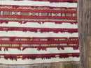 Antique Turkoman Yamud Rug 3x5 ft, 1920s Turkmen Sofreh Table Cover, Bohemian Rug, Tribal Collectible, Striped Rug, Handmade Ivory and Red